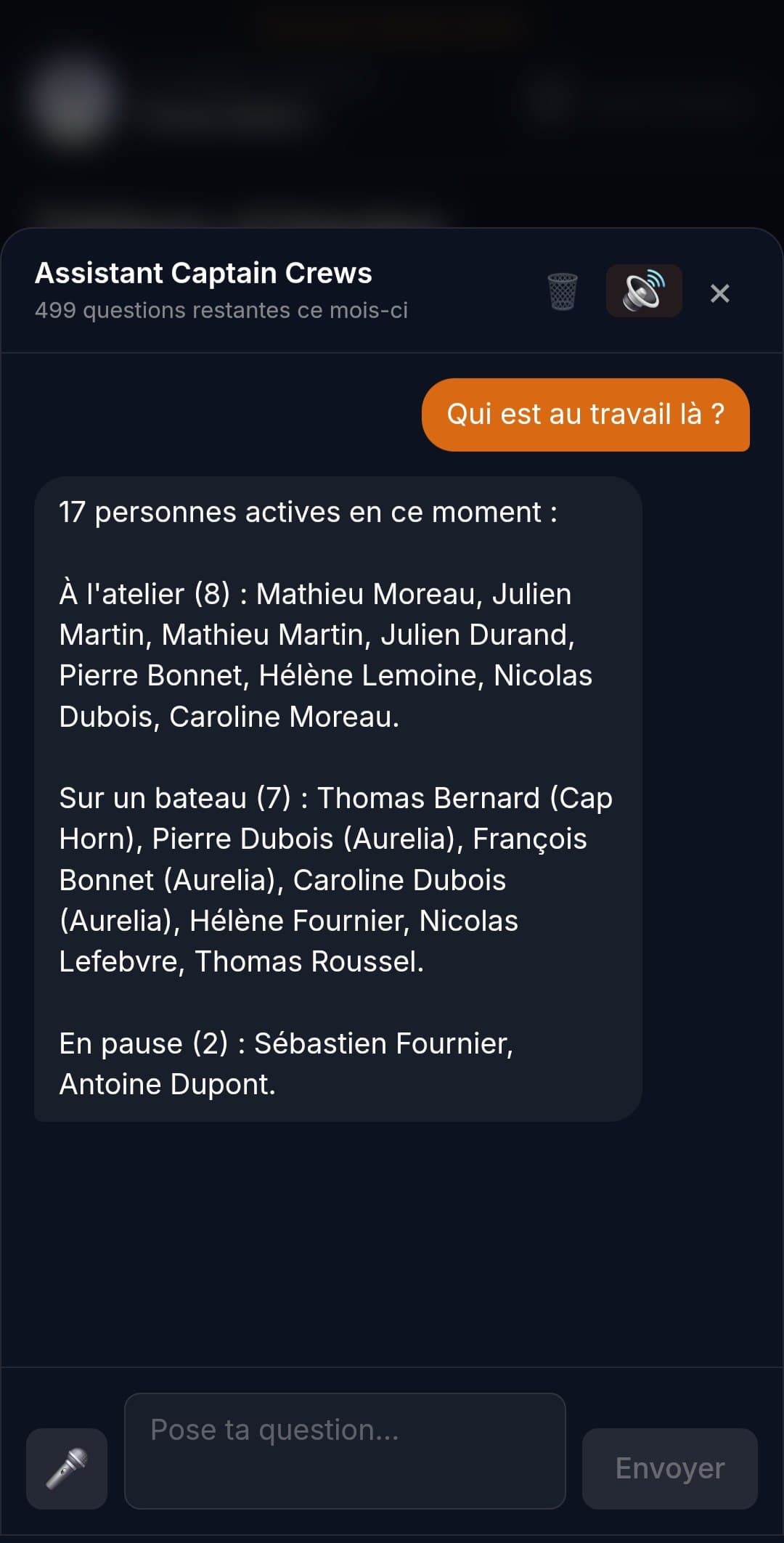 Assistant IA intégré