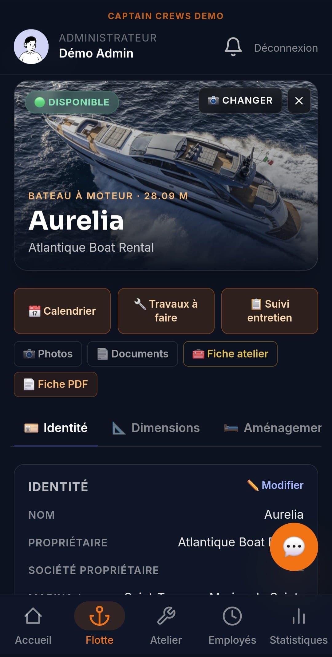 Fiche bateau détaillée
