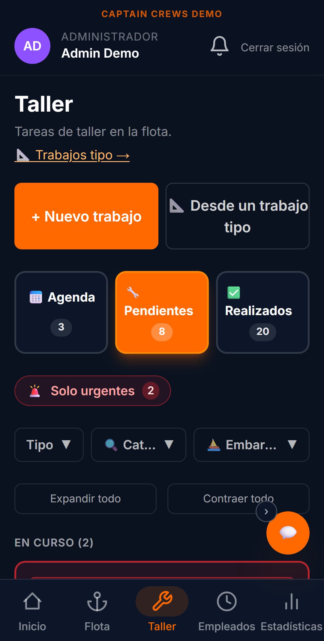 Taller y órdenes de trabajo